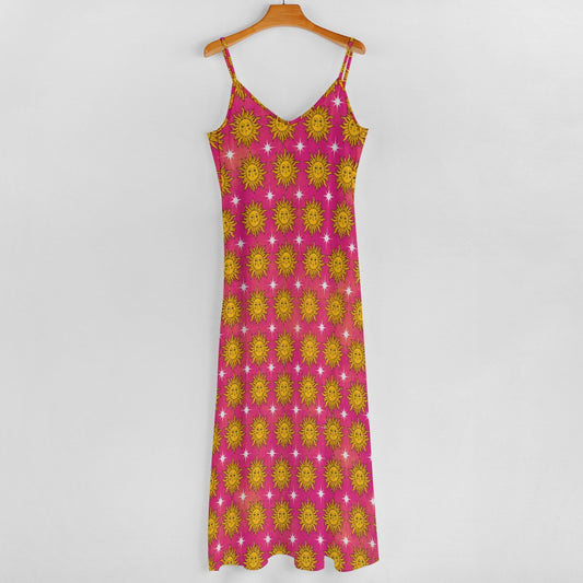 Sunshine Sparkles Pink Sun Maxi Dress